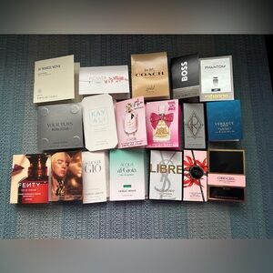 Designer Fragrance Sample Collection with soft cosmetic bag